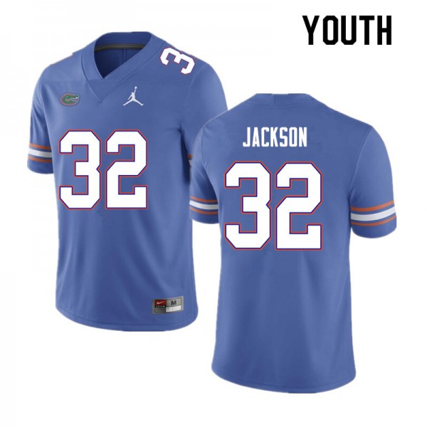 Youth #32 N'Jhari Jackson Florida Gators College Football Jerseys Blue